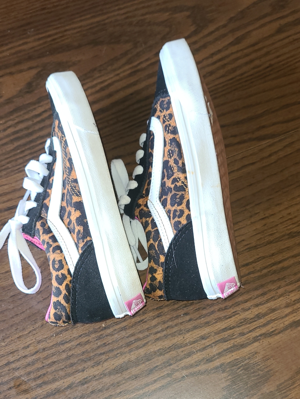 Vans Kids Sidewall Stripe Leopard Print Sneakers - Brown/Black/White Size 3